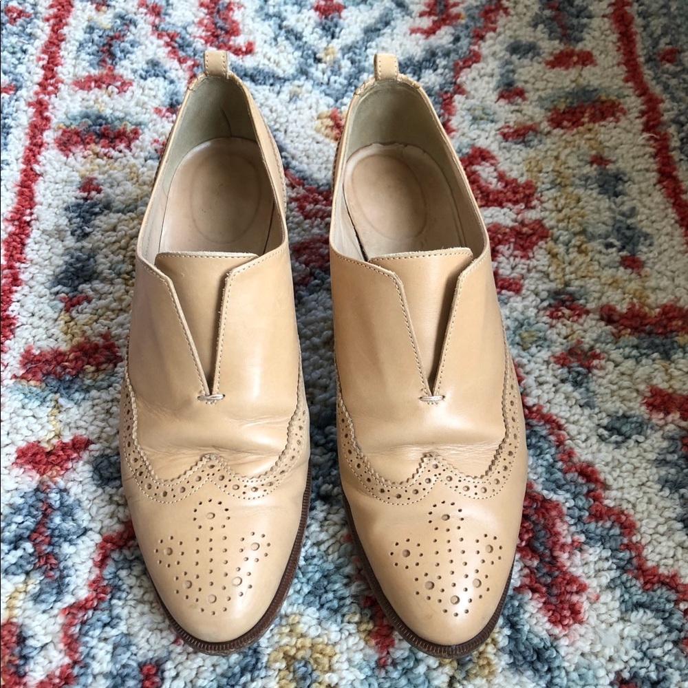 LJ.Crew Leather Tan Slip On Oxfords 8.5